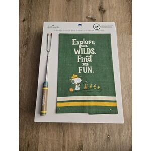 2024 Hallmark TEA TOWEL & S'MORE UTENSIL Peanuts Snoopy Beagle Scout 50 YRS 1974